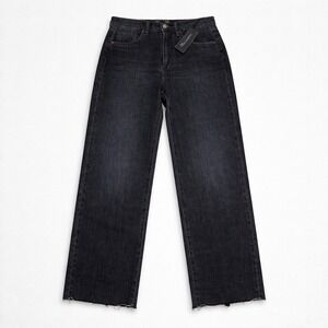 Veronica Beard Dylan Luxury High Rise Straight Leg Jeans Washed Black  Size 28
